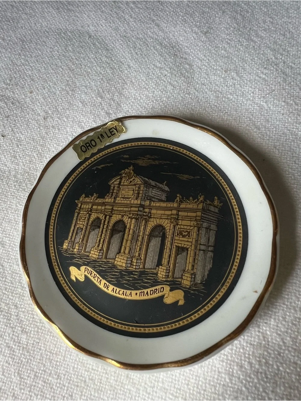 Puerta de Alcalá Madrid Decorative Trinket Dish with Gold Accent